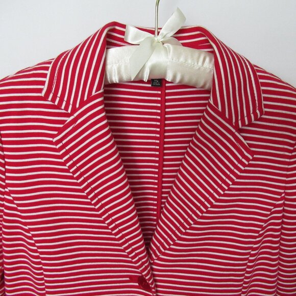 Talbots Petites red white striped knit long sleeve unlined jacket *Sz PM* - Picture 2 of 5